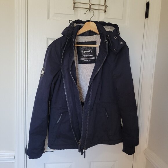 SUPERDRY Hooded The Original Wind Parka Jacket Navy Blue sz 10 - Picture 2 of 7
